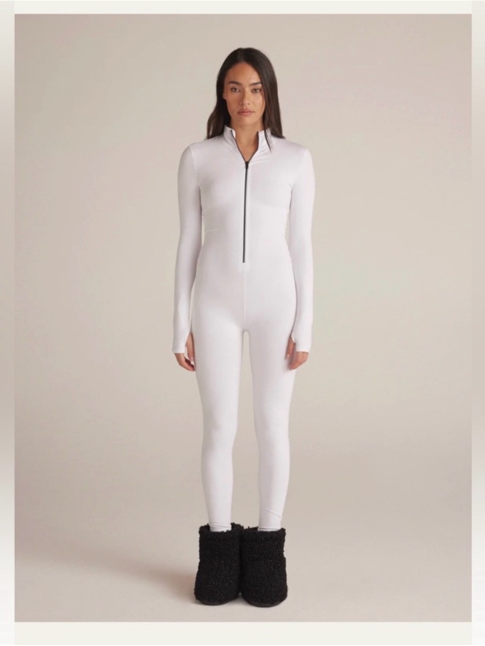 Women's White Long-Sleeve Zip-Front Jumpsuit - Ella Jumpsuit Clyque the Label